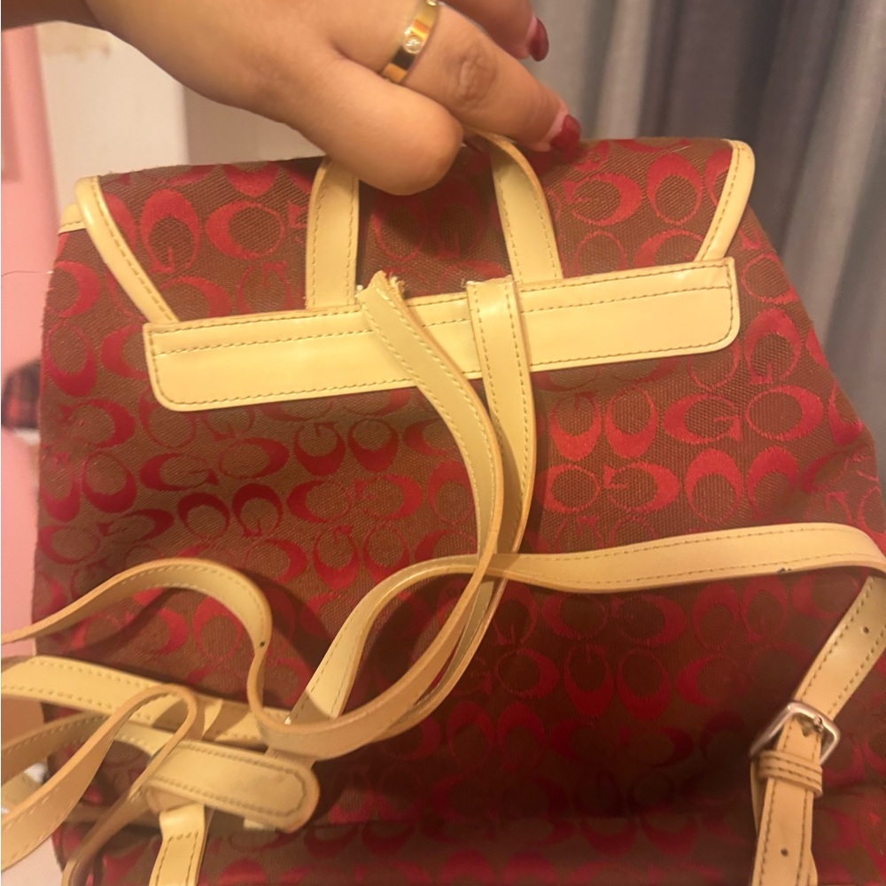 Guess Red and Brown Patterned Backpack - image 2